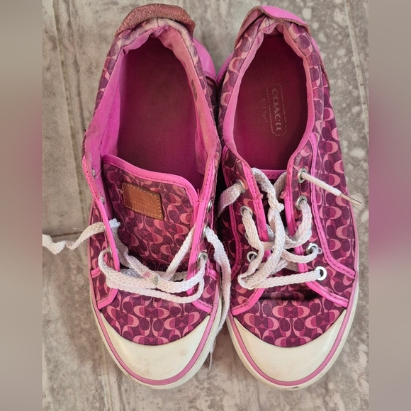 Coach Pink Patterned Women's Sneakers - Picture 1 of 5